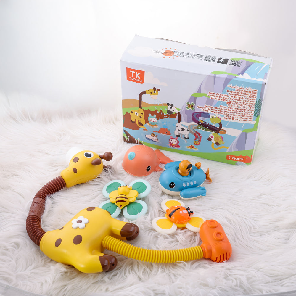 Yellow Bath Toys Giraffe & Spin Set