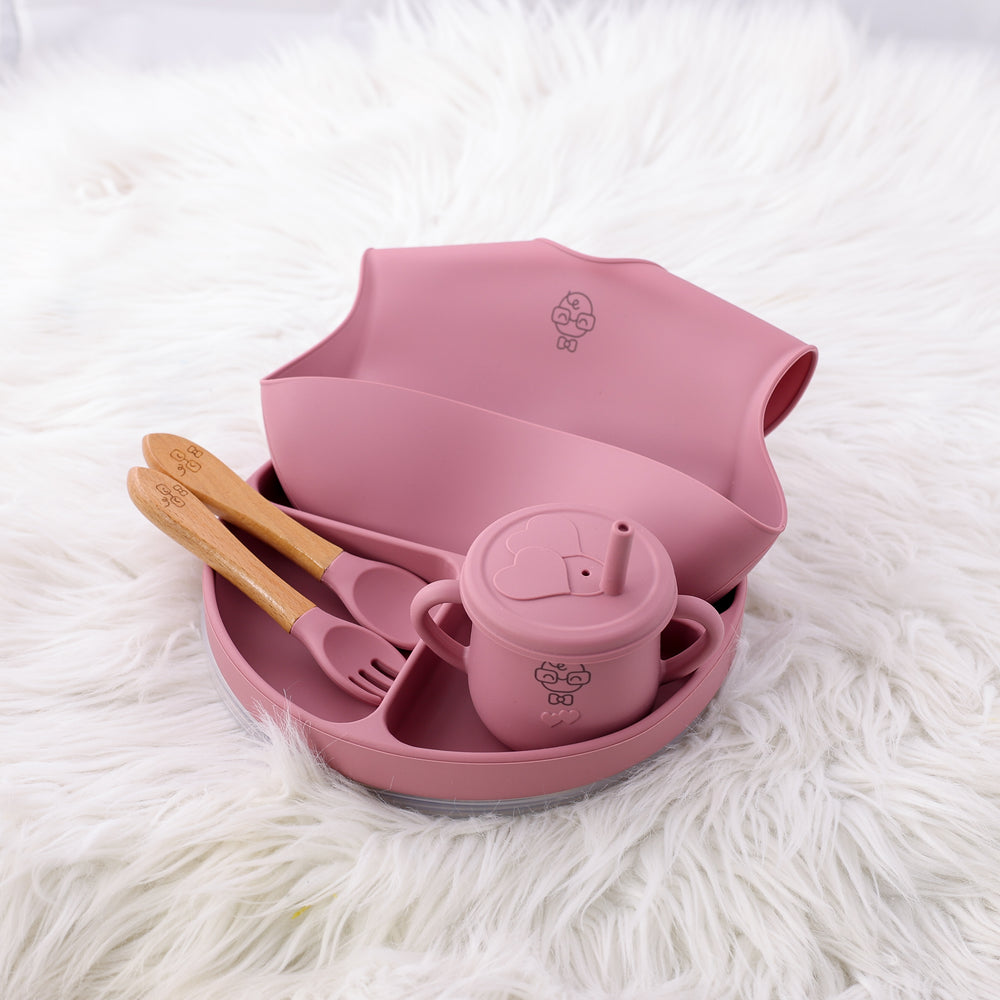 Feeding set ‐ dark pink ‐ small
