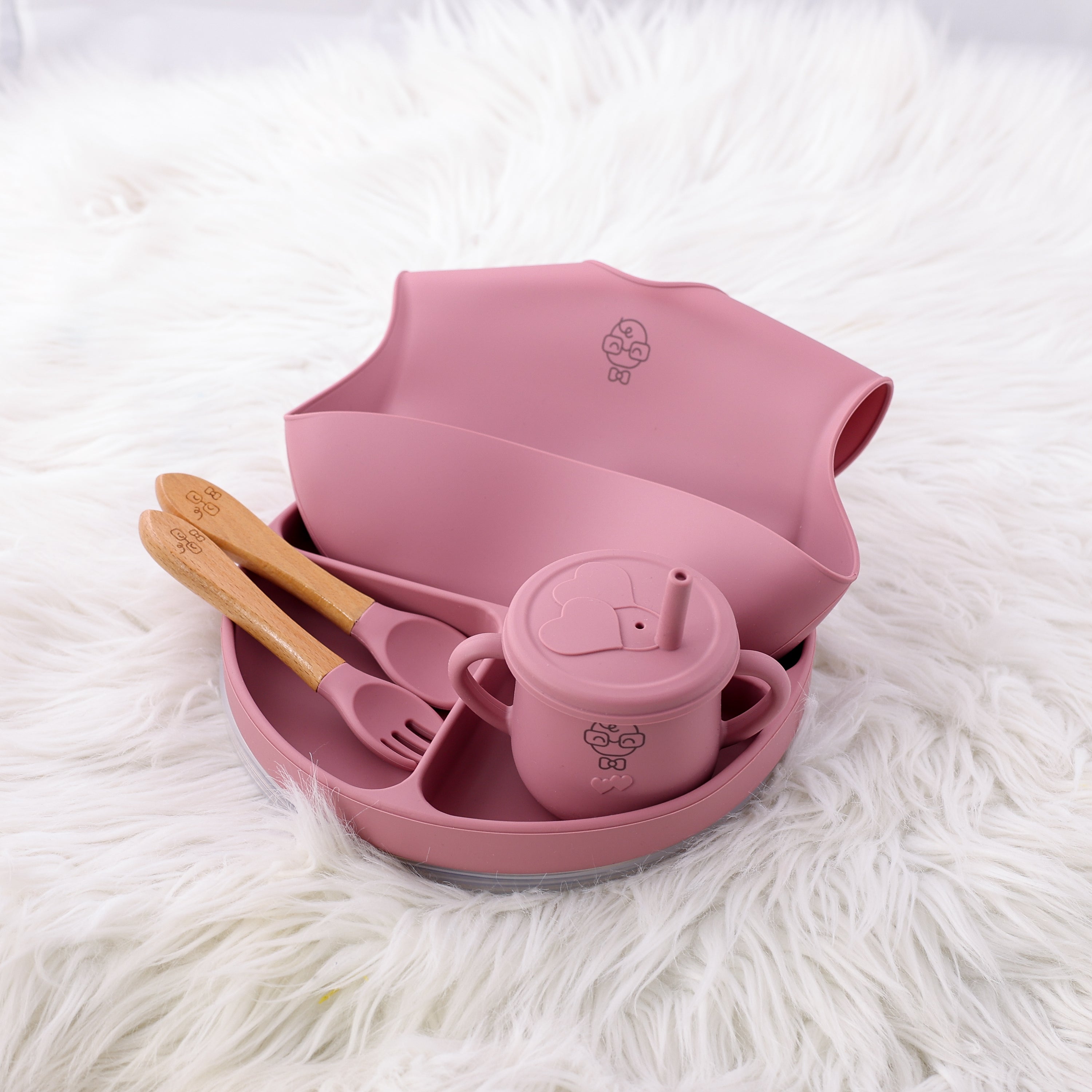 Feeding set ‐ dark pink ‐ small